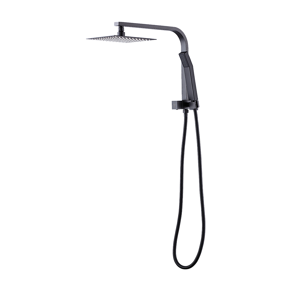WELS 8" High-Pressure Square Dual Head Rain Shower Set with Handheld Faucet