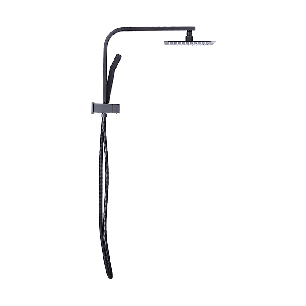 WELS 8" High-Pressure Square Dual Head Rain Shower Set with Handheld Faucet