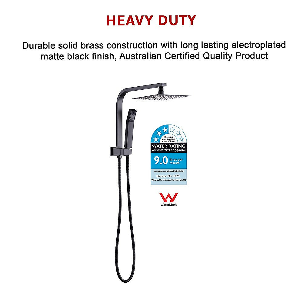 WELS 8" High-Pressure Square Dual Head Rain Shower Set with Handheld Faucet