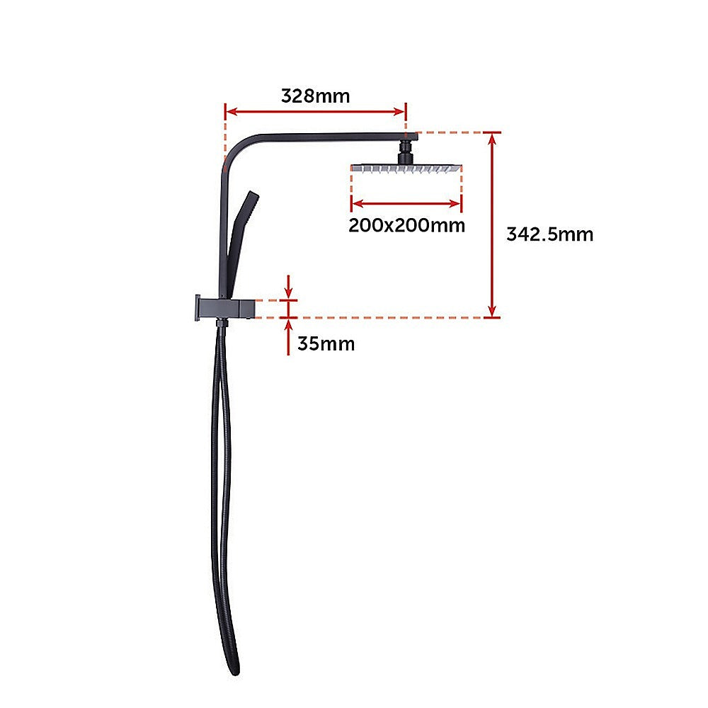 WELS 8" High-Pressure Square Dual Head Rain Shower Set with Handheld Faucet