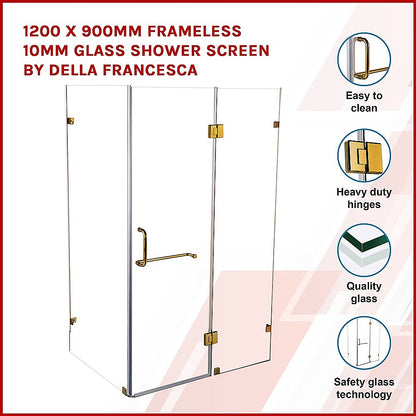 Della Francesca Frameless Shower Screens – 1200 x 900 x 2000 mm Square Design