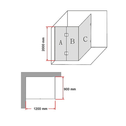 Della Francesca Frameless Shower Screens – 1200 x 900 x 2000 mm Square Design