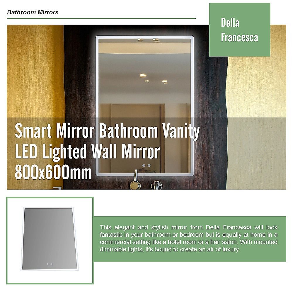 Smart Mirror Bathroom Vanity LED Lighted Wall Mirror 800x600mm