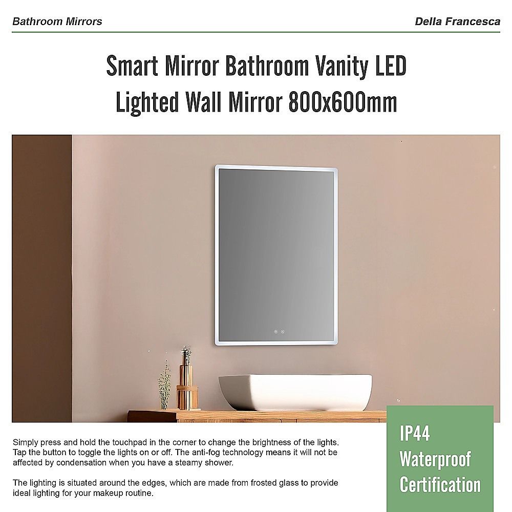 Smart Mirror Bathroom Vanity LED Lighted Wall Mirror 800x600mm