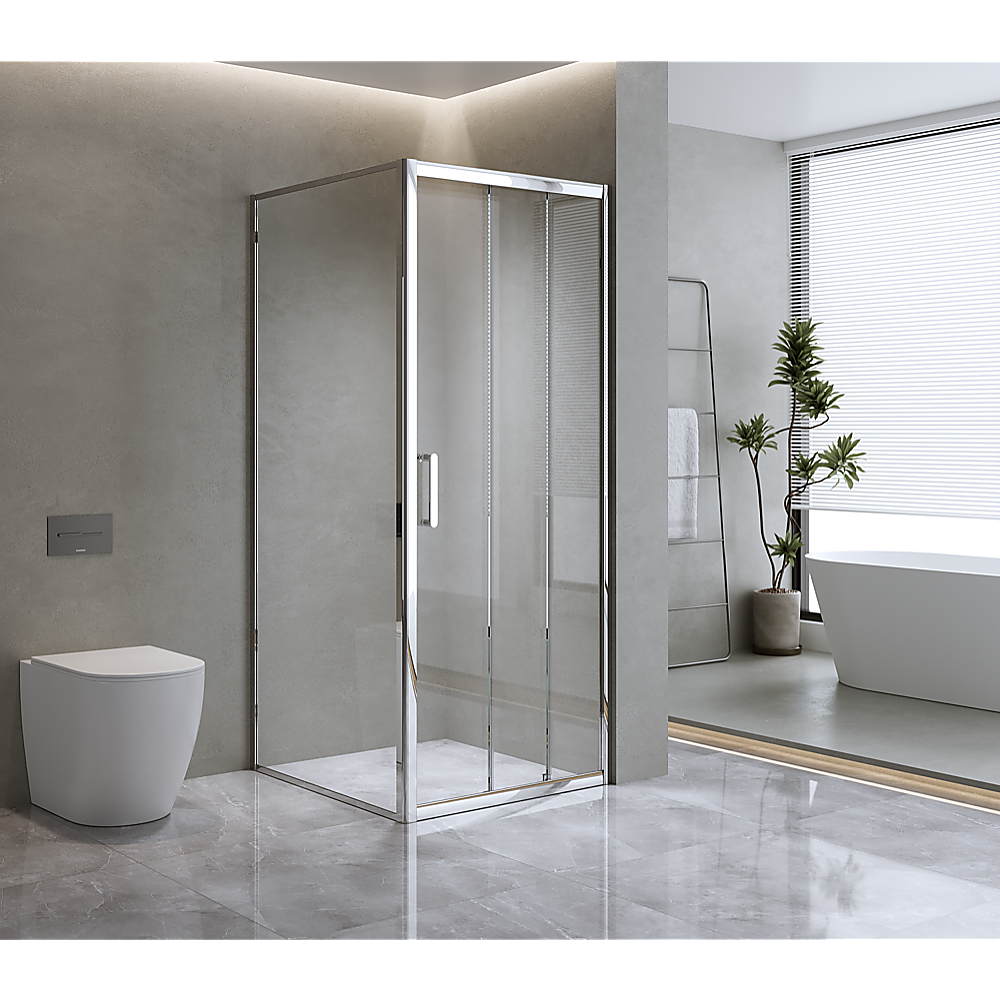 40mm Adjustable Contemporary Corner Sliding Chrome Shower Screen 120x80cm