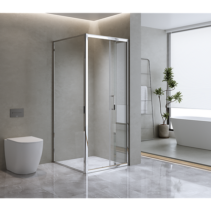 40mm Adjustable Contemporary Corner Sliding Chrome Shower Screen 120x80cm