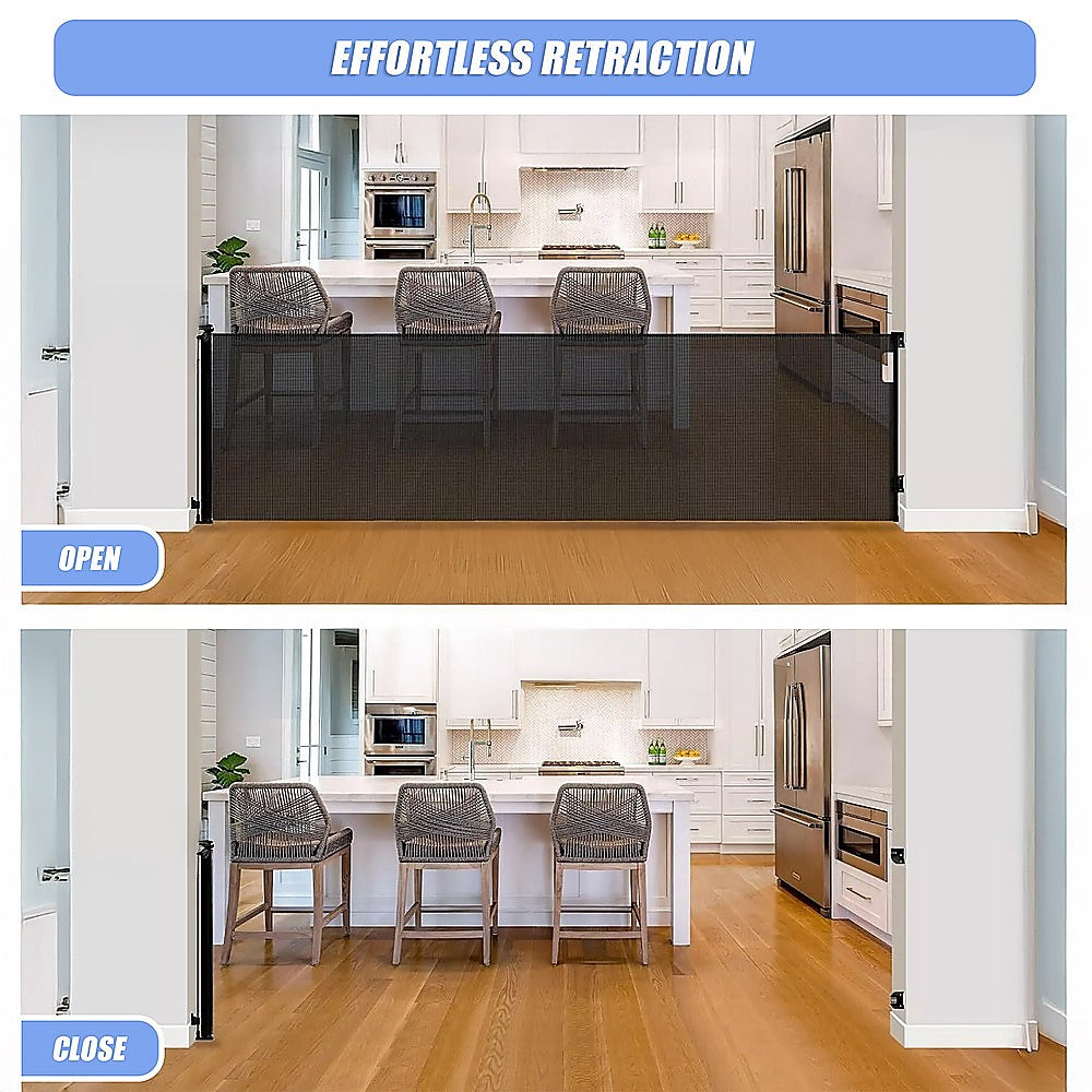 Retractable Baby Safety Fence Pet Stair Gate Barrier for Kids Dog Cat 3M