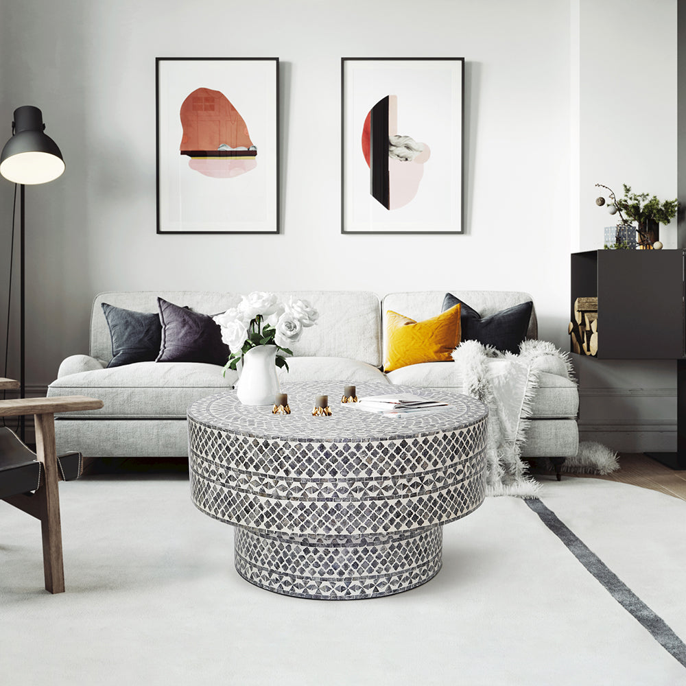 Diamond Mother of Pearl Coffee Table (Black)