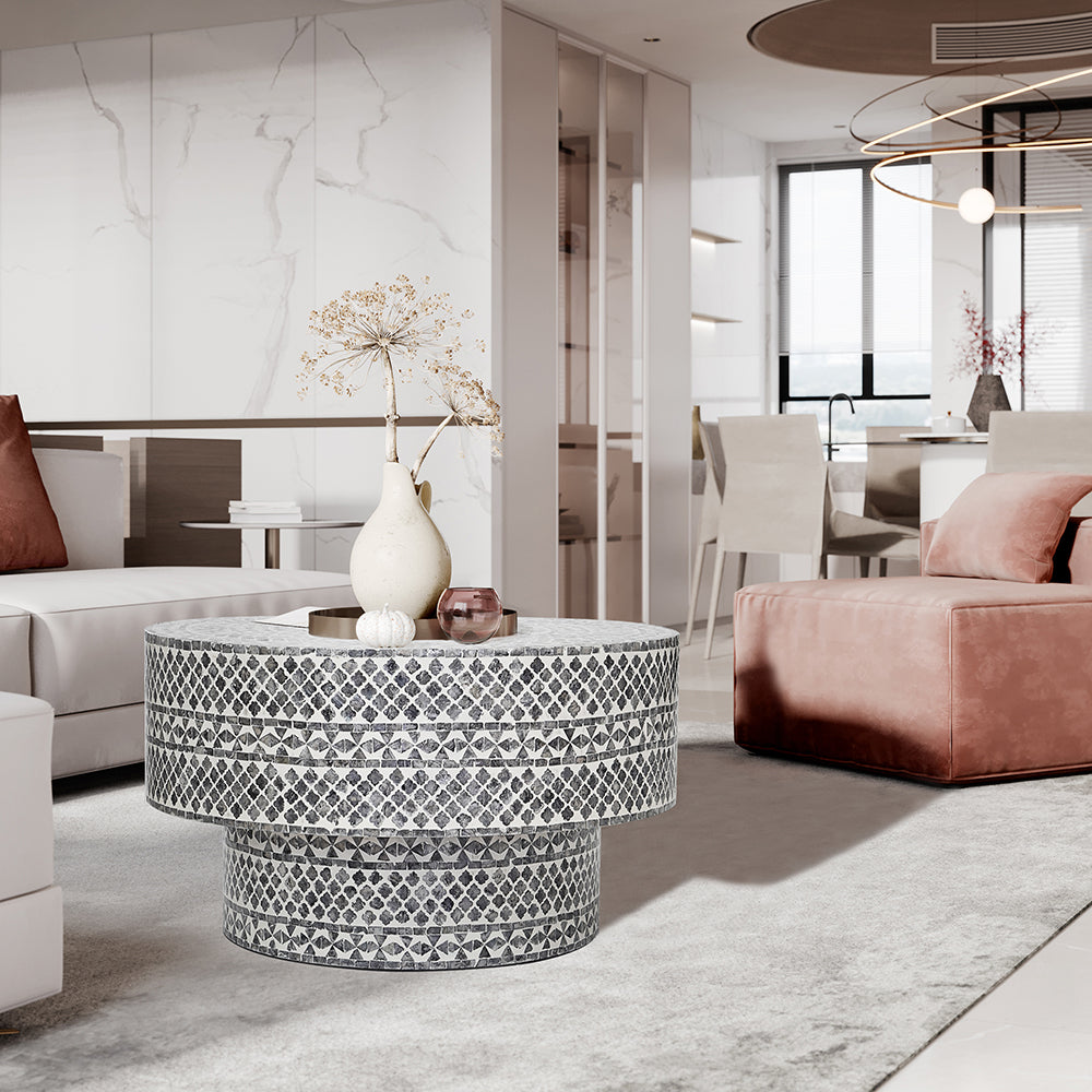 Diamond Mother of Pearl Coffee Table (Black)