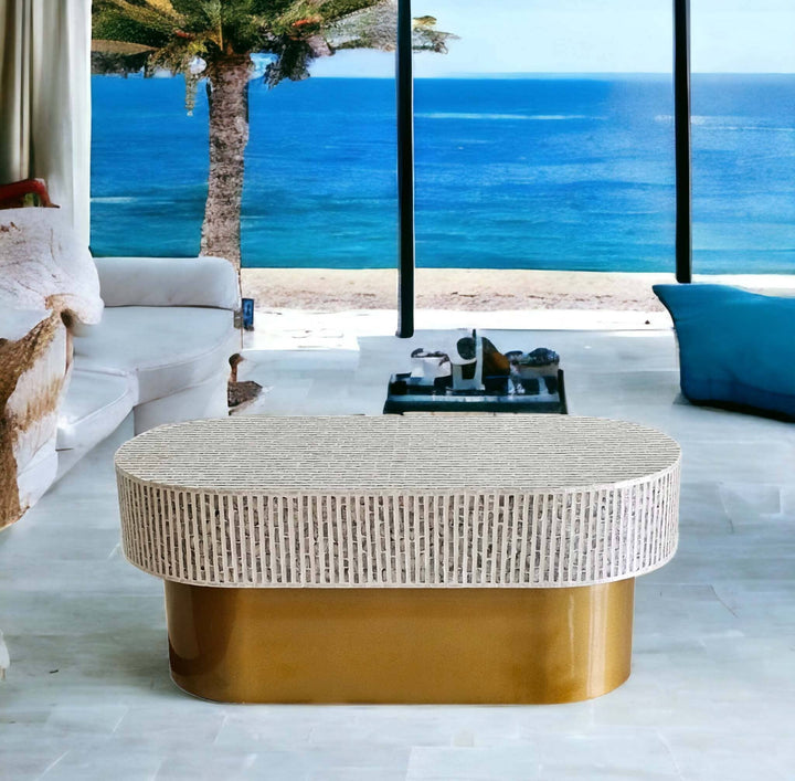 Mother of Pearl Opulent Elegance Oval Coffee Table