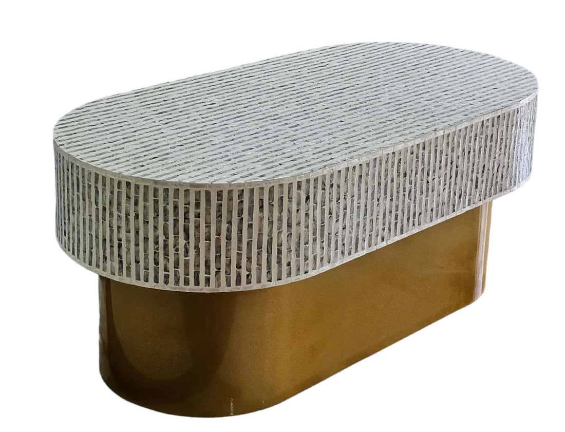 Mother of Pearl Opulent Elegance Oval Coffee Table