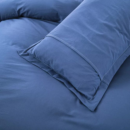 100% cotton Premium Doona Duvet Quilt Cover Set with Soft Pillowcases - Blue-Queen