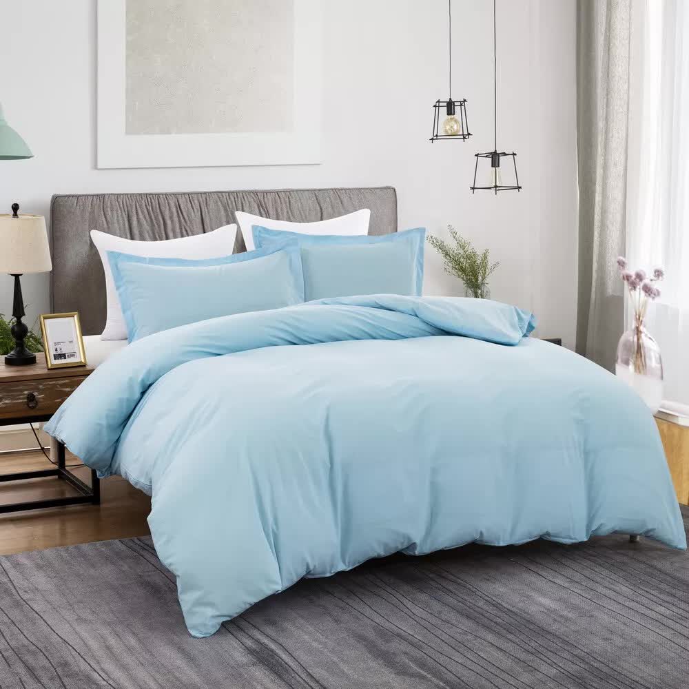 100% cotton Premium Doona Duvet Quilt Cover Set with Soft Pillowcases - Aqua-King