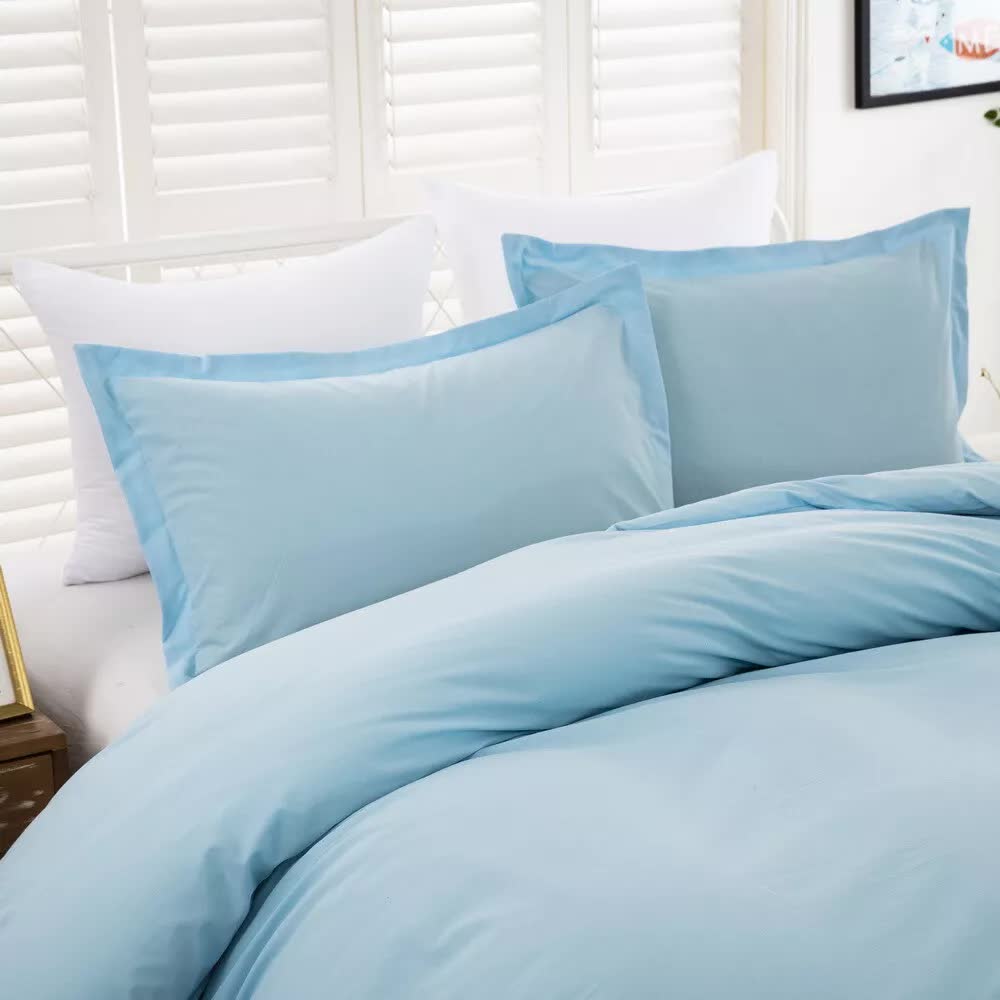 100% cotton Premium Doona Duvet Quilt Cover Set with Soft Pillowcases - Aqua-Super King