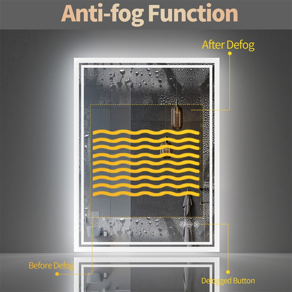 LED Anti-Fog Wall-Mounted Bathroom Mirror