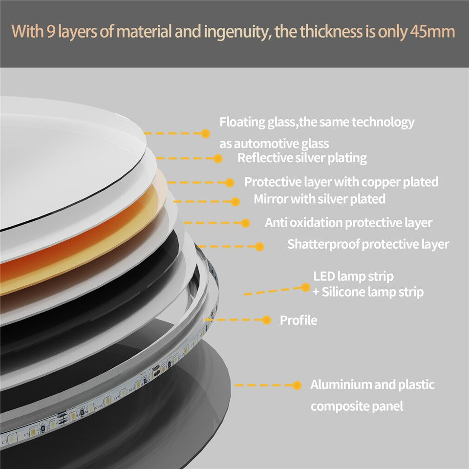 Premium Oval LED Anti-Fog Bathroom Mirror