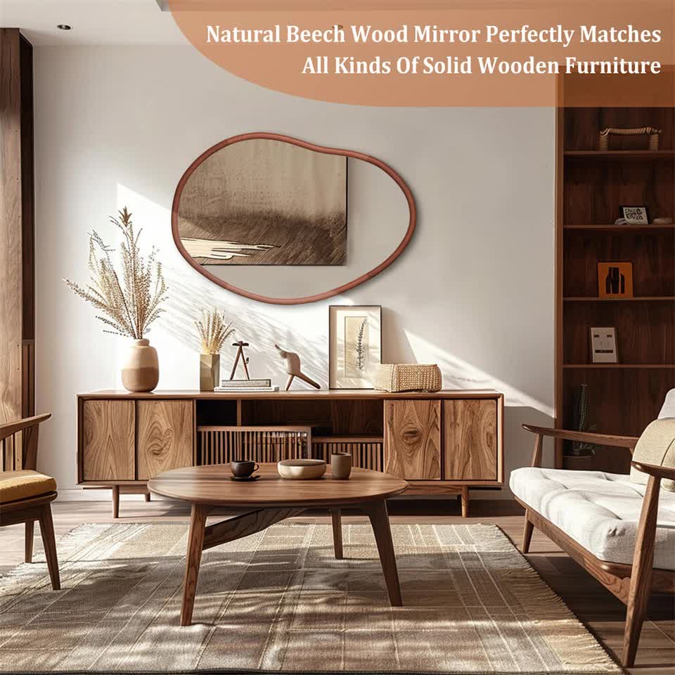 Wooden Frame Wall Mirror - Entryway & Hall Decor