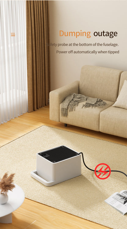White Mini Table Heater - with tip-over and overheating protection, suitable for office and home