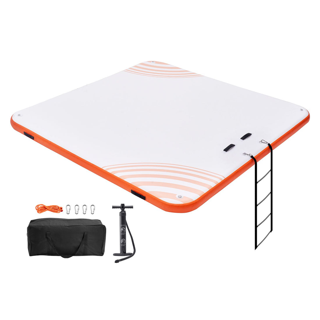 Inflatable Floating Dock, 10 x 10FT Inflatable Dock Platform, Non-Slip Water Floating Dock Mat with Portable Carrying Bag & Detachable Ladder, Floating Platform Island Raft for Pool Beach Ocean