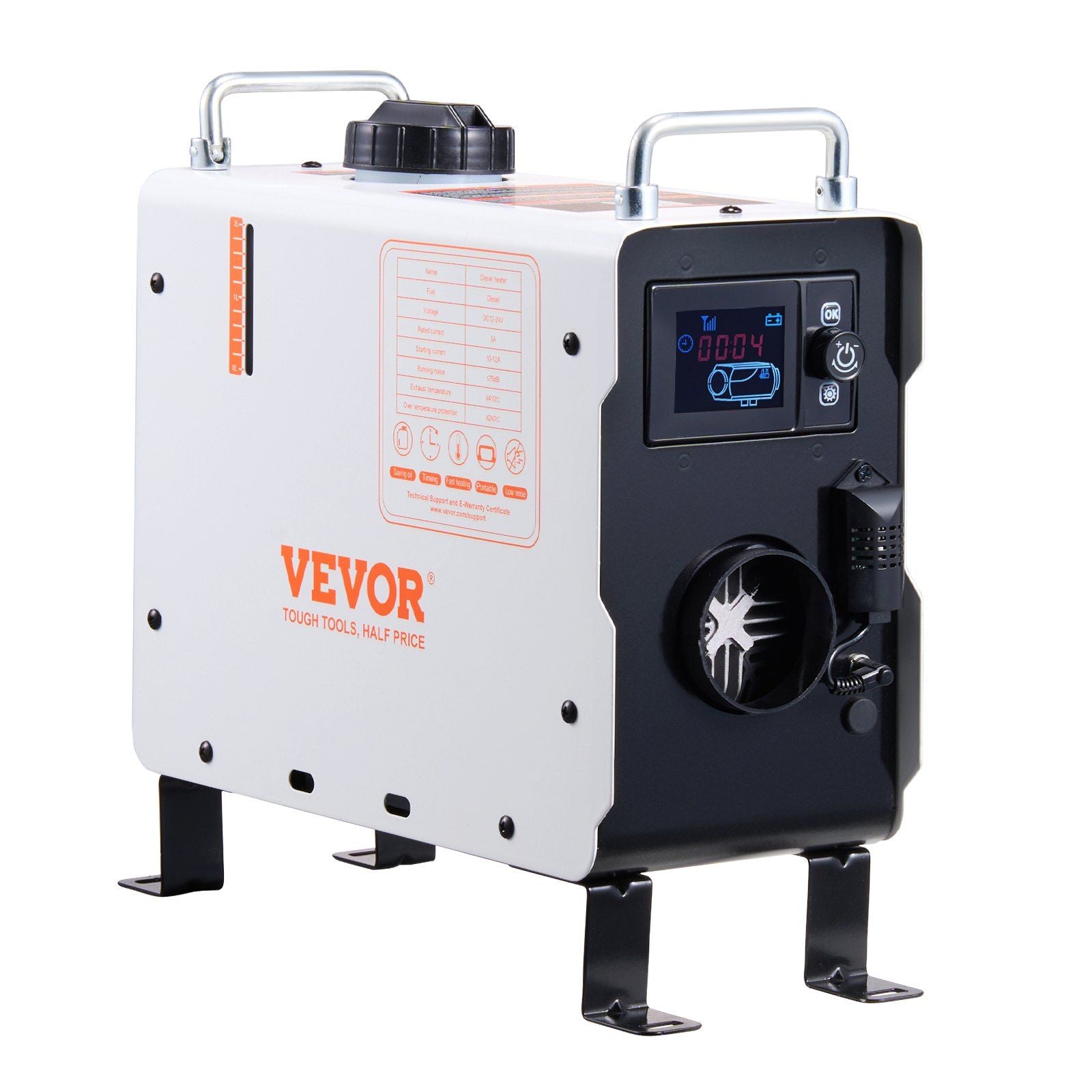 2KW Diesel Heater, 12V/24V All in One Diesel Air Heater, with Bluetooth APP Control, Remote Control and Display Screen, CO Alarm, Fast Heating Portable Diesel Heater for Vehicles and Outdoors