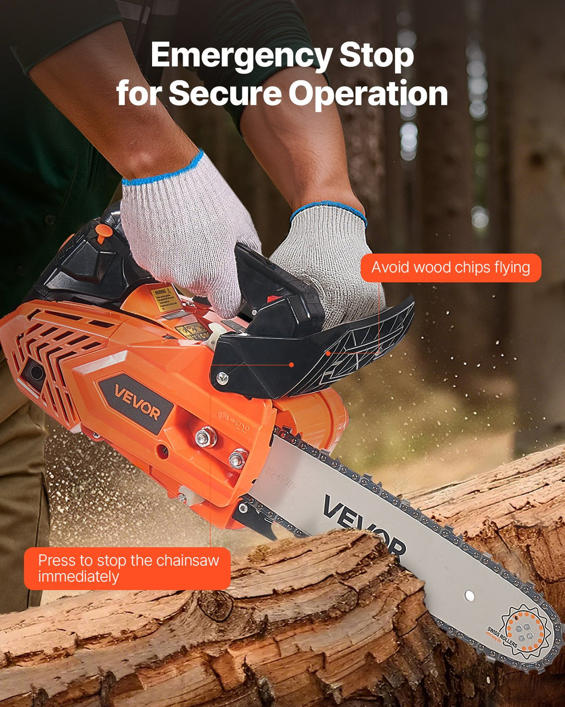 25 cc Gas Chainsaw, 305 mm Gas Powered Chainsaw, 0.75 kW Power Chain Saw with Non-Slip Handle, Gas-Powered Chainsaws with Dual Fuel Tanks, For Wood Cutting, Tree Trimming, and Land Clearing