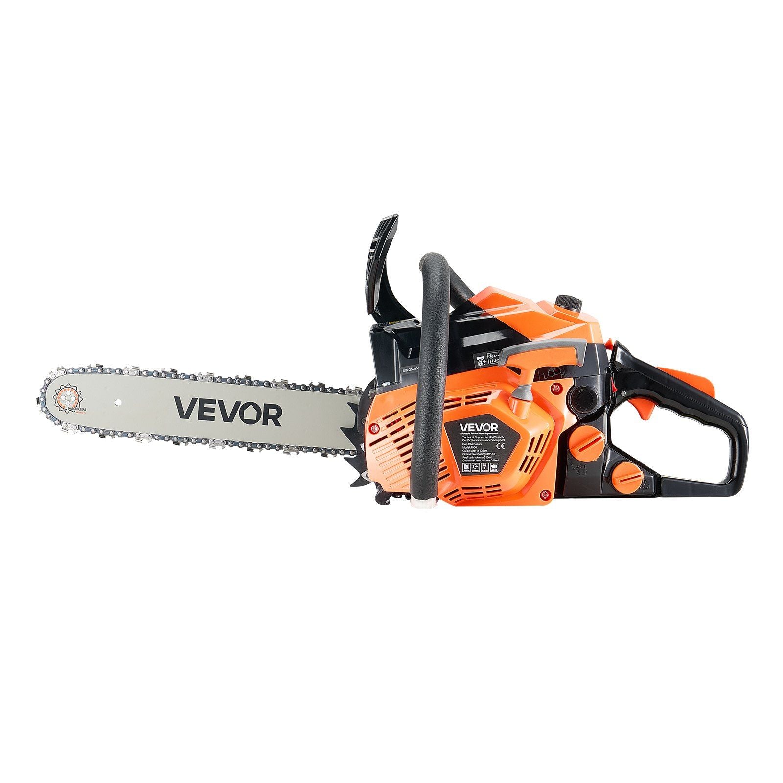 40 cc Gas Chainsaw, 355 mm Gas Powered Chainsaw, 1.3 kW Power Chain Saw with Non-Slip Handle, Gas-Powered Chainsaws with Dual Fuel Tanks, For Wood Cutting, Tree Trimming, and Land Clearing