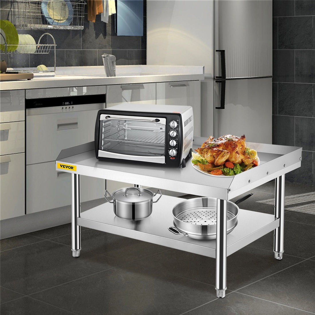 VEVOR Stainless Steel Equipment Grill Stand, 122 x 76 x 61cm Stainless Table