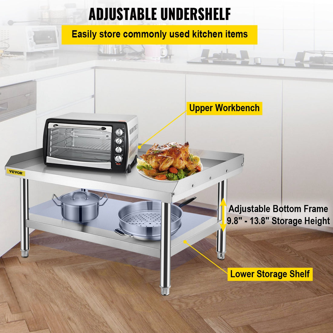 VEVOR Stainless Steel Equipment Grill Stand, 152x76x61 cm Stainless Table