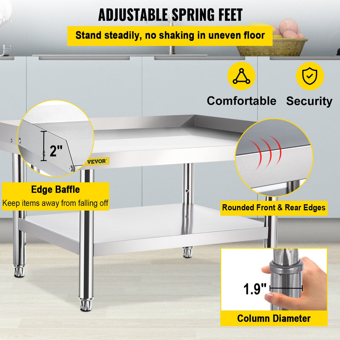 VEVOR Stainless Steel Equipment Grill Stand, 152x76x61 cm Stainless Table