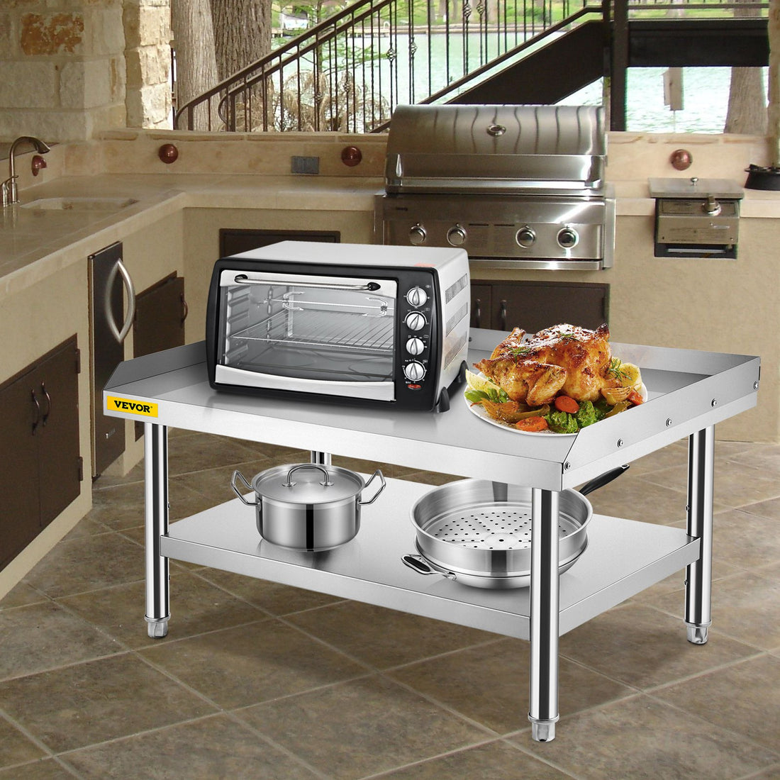 VEVOR Stainless Steel Equipment Grill Stand, 152x76x61 cm Stainless Table