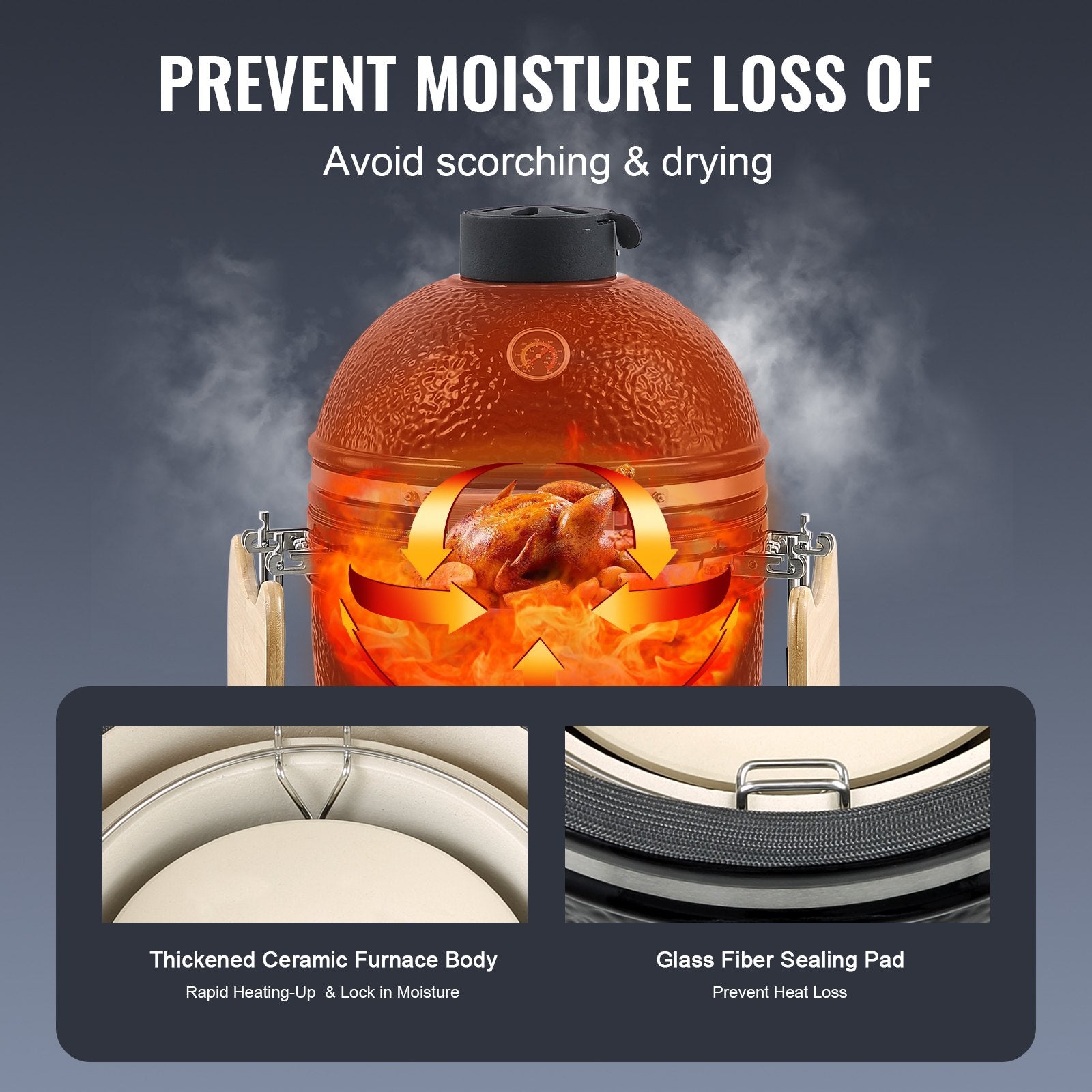 VEVOR Portable Charcoal Grill, Propane Gas Grills with Cover and Cart