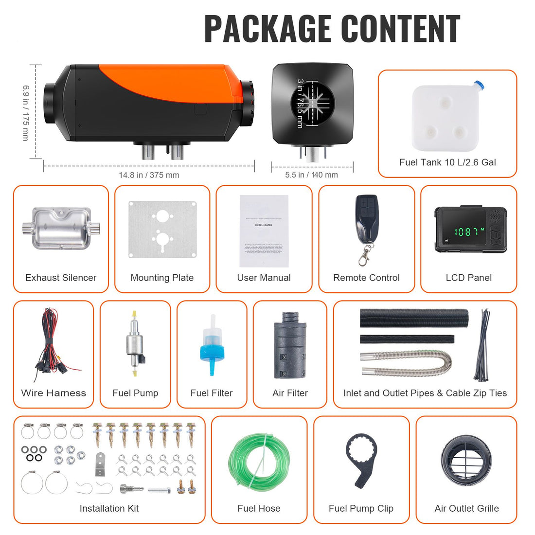 Bluetooth App Control Diesel Air Heater, 12V 8KW Diesel Heater with Automatic Altitude Adjustment, Remote Control and LCD, Diesel Parking Heater for RV Trailer Camper Van Boat