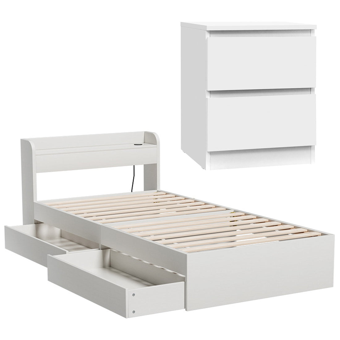 Artiss Single Bed Frame and Bedside Table