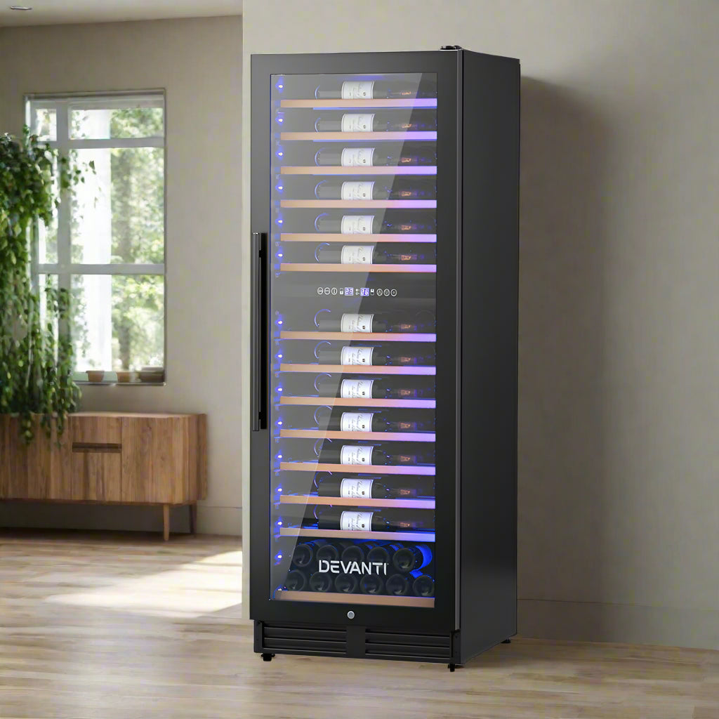 Devanti Wine Fridge Cooler Dual Zone 128 Bottles
