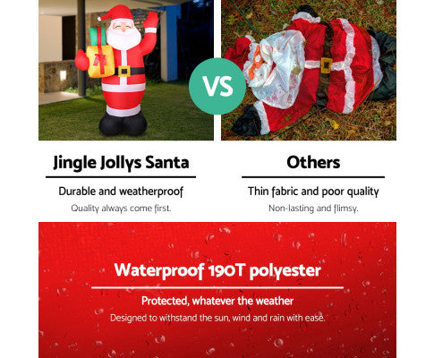 Jingle Jollys Christmas Inflatable Santa 2.4M Illuminated Decorations