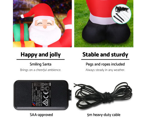 Jingle Jollys Christmas Inflatable Santa 2.4M Illuminated Decorations