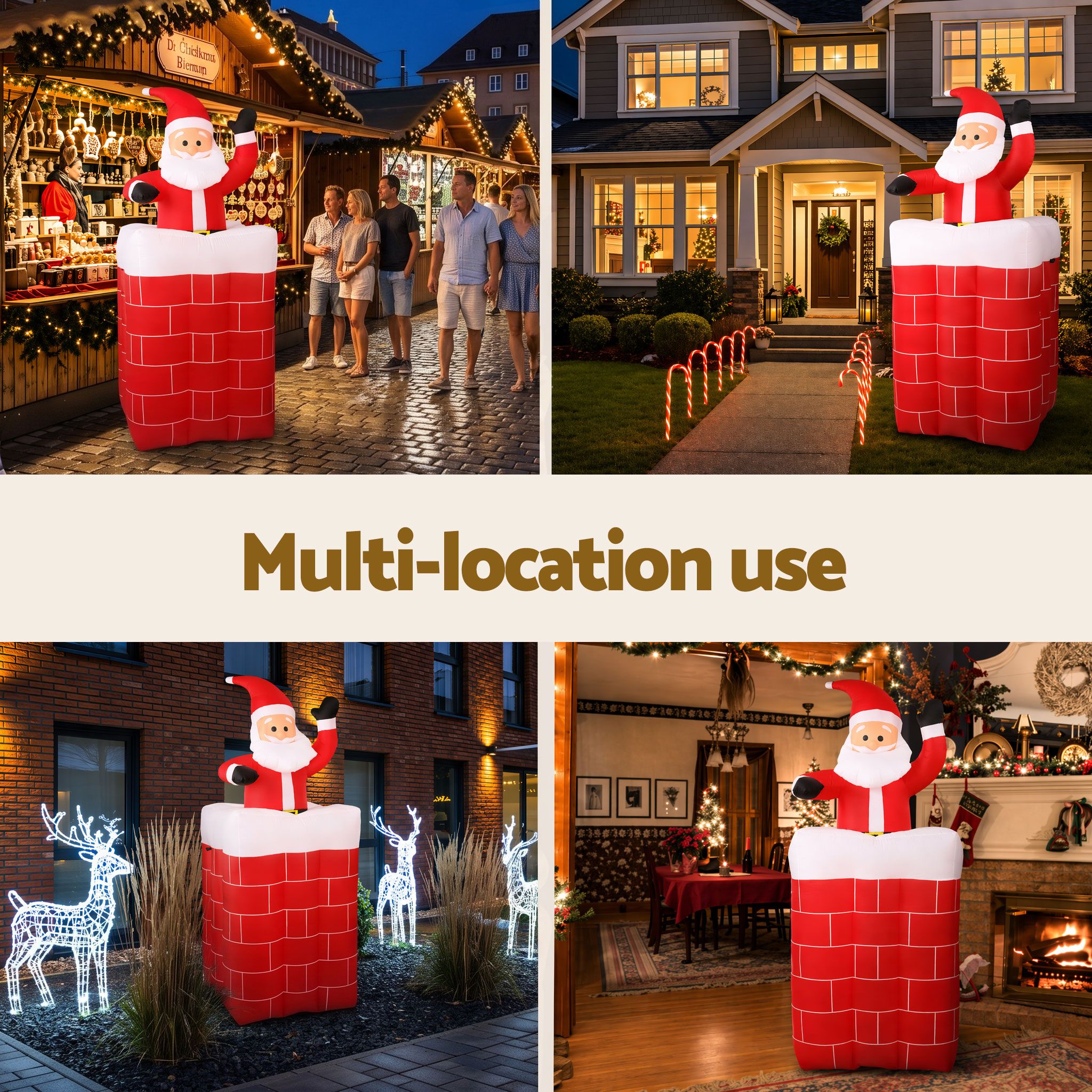 Jingle Jollys Christmas Inflatable Santa Pop Up 1.8M Illuminated Decorations