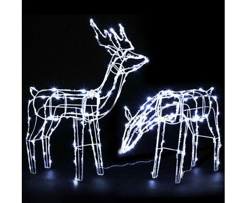 2 PCS Christmas Lights Reindeers 200 LED Decorations Jingle Jollys