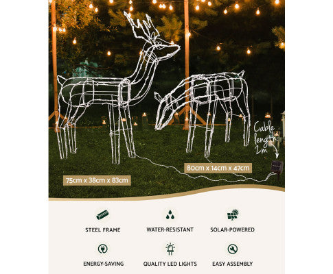 2 PCS Christmas Lights Reindeers 200 LED Decorations Jingle Jollys