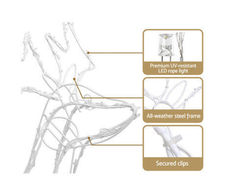 2 PCS Christmas Lights Reindeers 200 LED Decorations Jingle Jollys