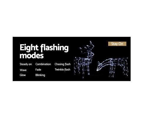 2 PCS Christmas Lights Reindeers 200 LED Decorations Jingle Jollys