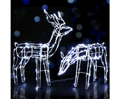 2 PCS Christmas Lights Reindeers 200 LED Decorations Jingle Jollys